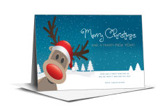 Christmas Rudolph Peeking In Corner Cards  7.875